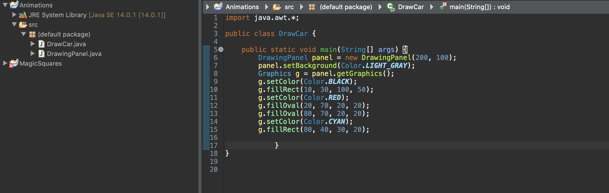 JAVA CODE PLEASE Design and code an animation scene. | Chegg.com