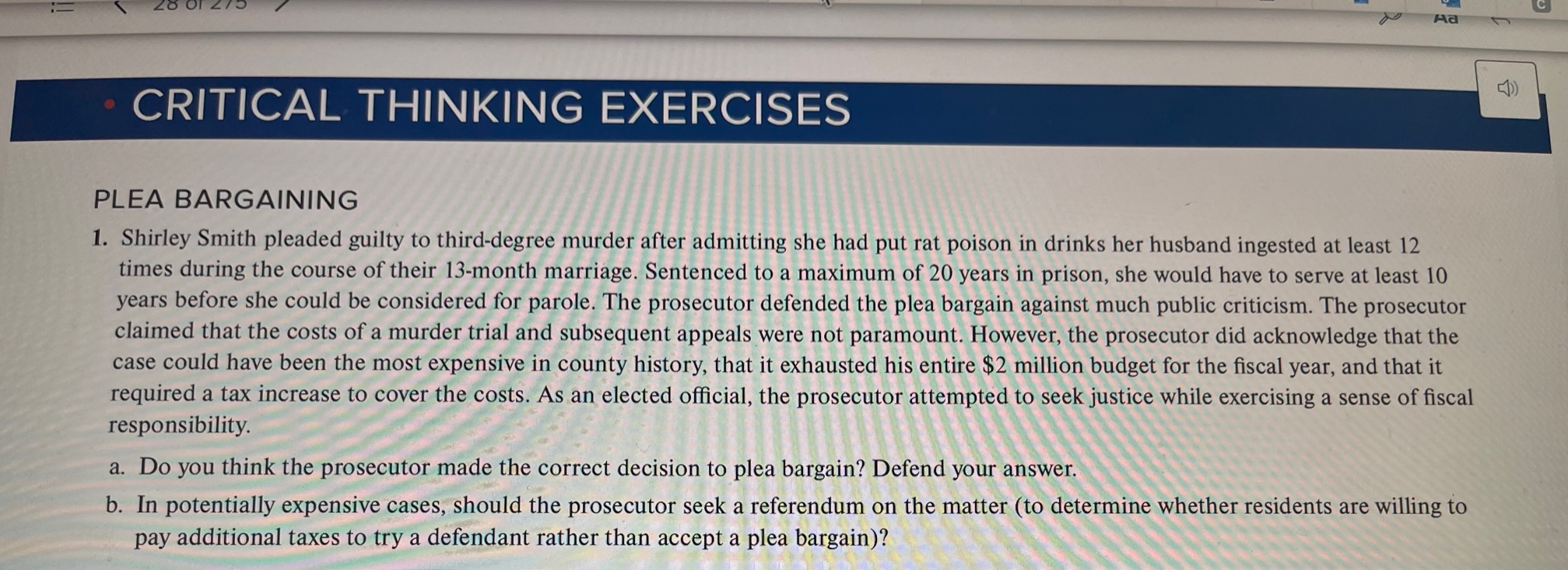 Solved PLEA BARGAINING 1. Shirley Smith pleaded guilty to | Chegg.com