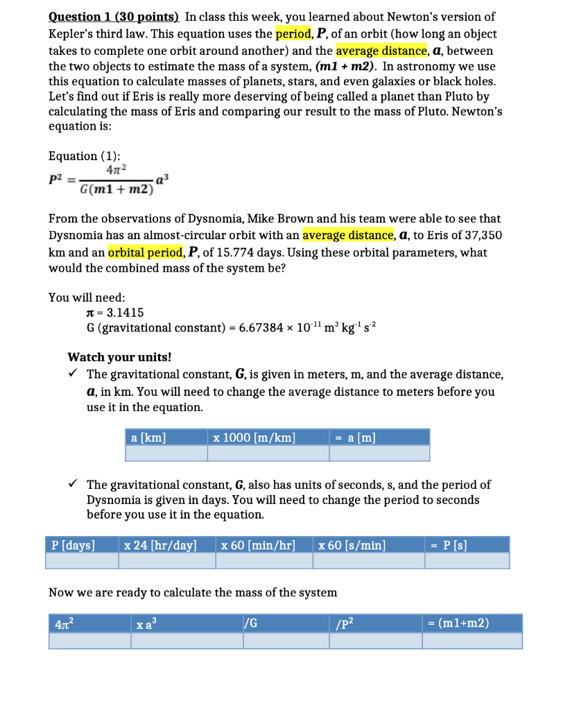 Solved Question 1 (30 points) In class this week, you | Chegg.com