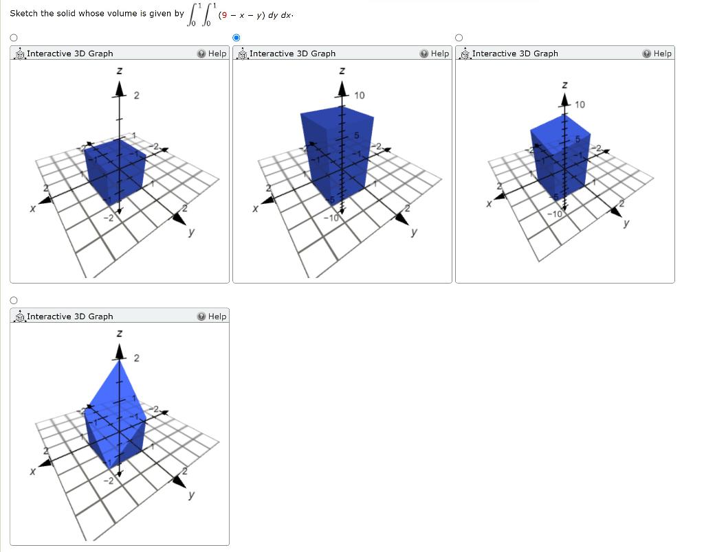 Solved Sketch the solid whose volume is given by ІІ. (9 - x | Chegg.com