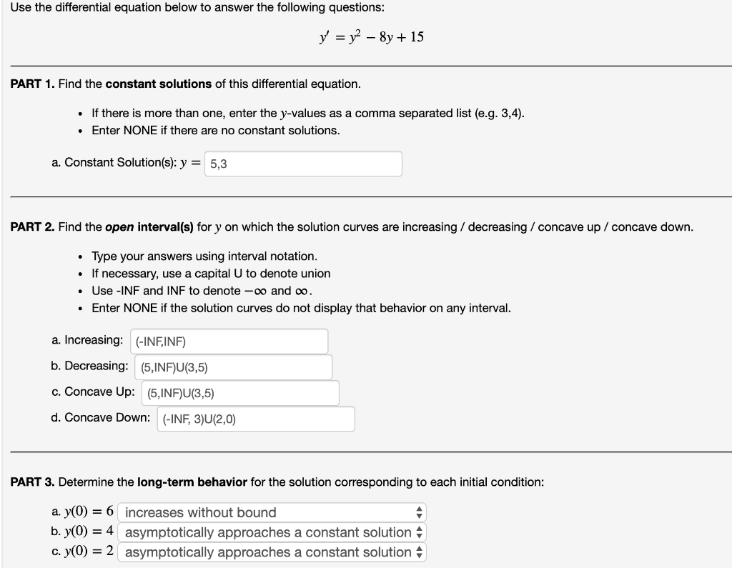 Solved Use the differential equation below to answer the | Chegg.com