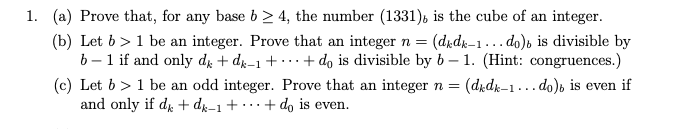 Solved (a) Prove That, For Any Base B > 4, The Number | Chegg.com