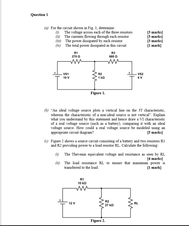 Solved Question 1 (a) For the circuit shown in Fig. 1, | Chegg.com