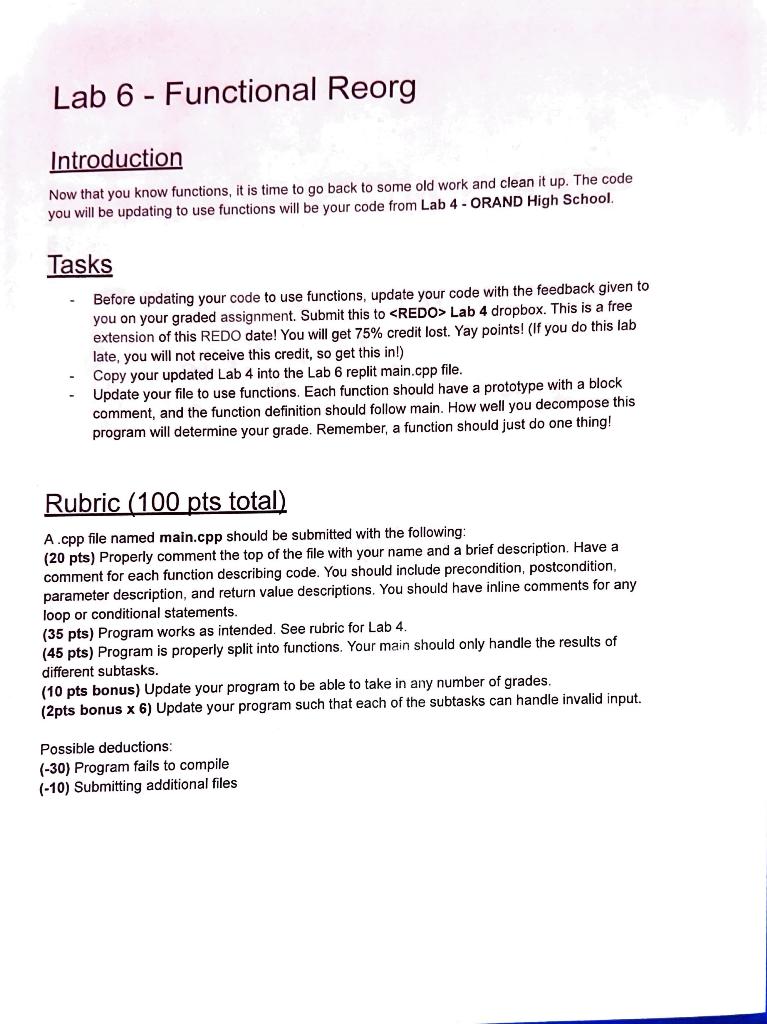 Solved Introduction Now that you know functions, it is time | Chegg.com