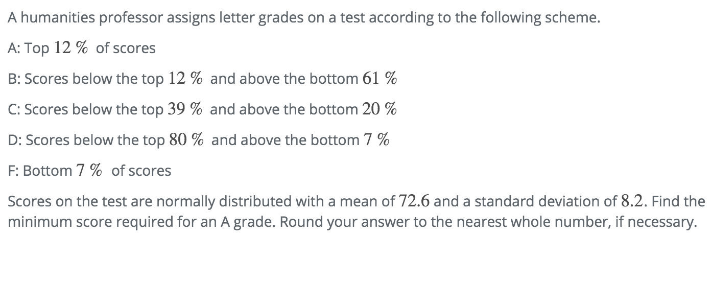 Solved A Humanities Professor Assigns Letter Grades On A | Chegg.com