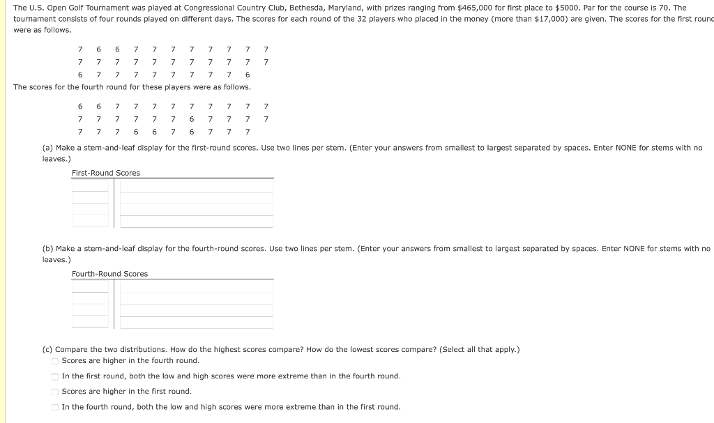 Solved The U.S. Open Golf Tournament was played at