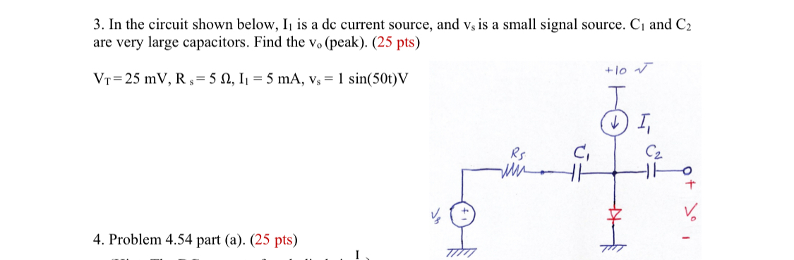 Solved 3. In the circuit shown below, I is a dc current | Chegg.com