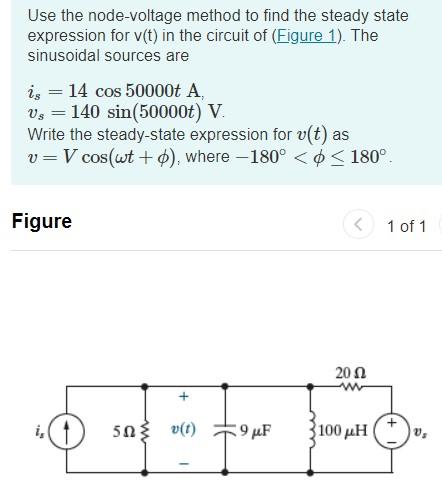 Solved Use The Node Voltage Method To Find The Steady