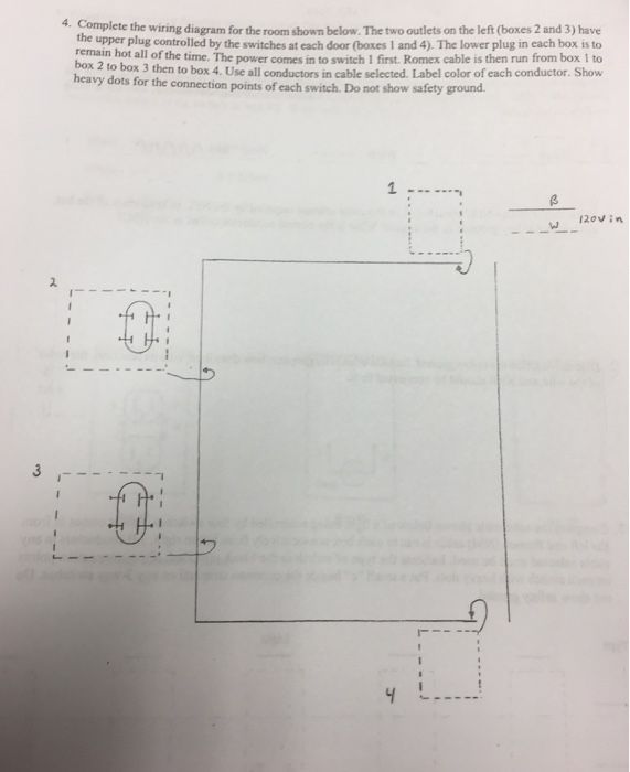 Solved Complete the wiring diagram for the room shown below. | Chegg.com