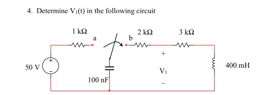 Solved 4. Determine V1(t) in the following circuit | Chegg.com