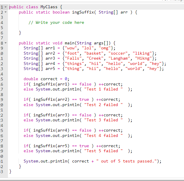 Solved Ends with -ing Define a method named ingSuffix that | Chegg.com