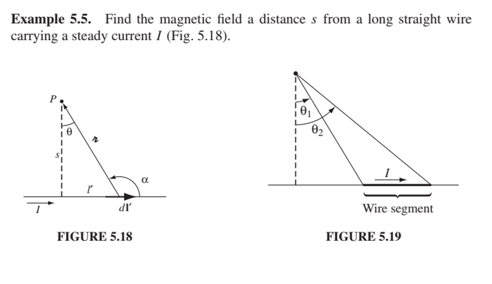 Solved a Example 5.5. Find the magnetic field a distance s | Chegg.com