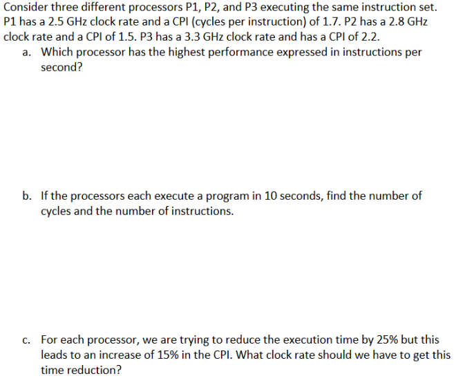 Solved Consider Three Different Processors P1, P2, And P3 | Chegg.com