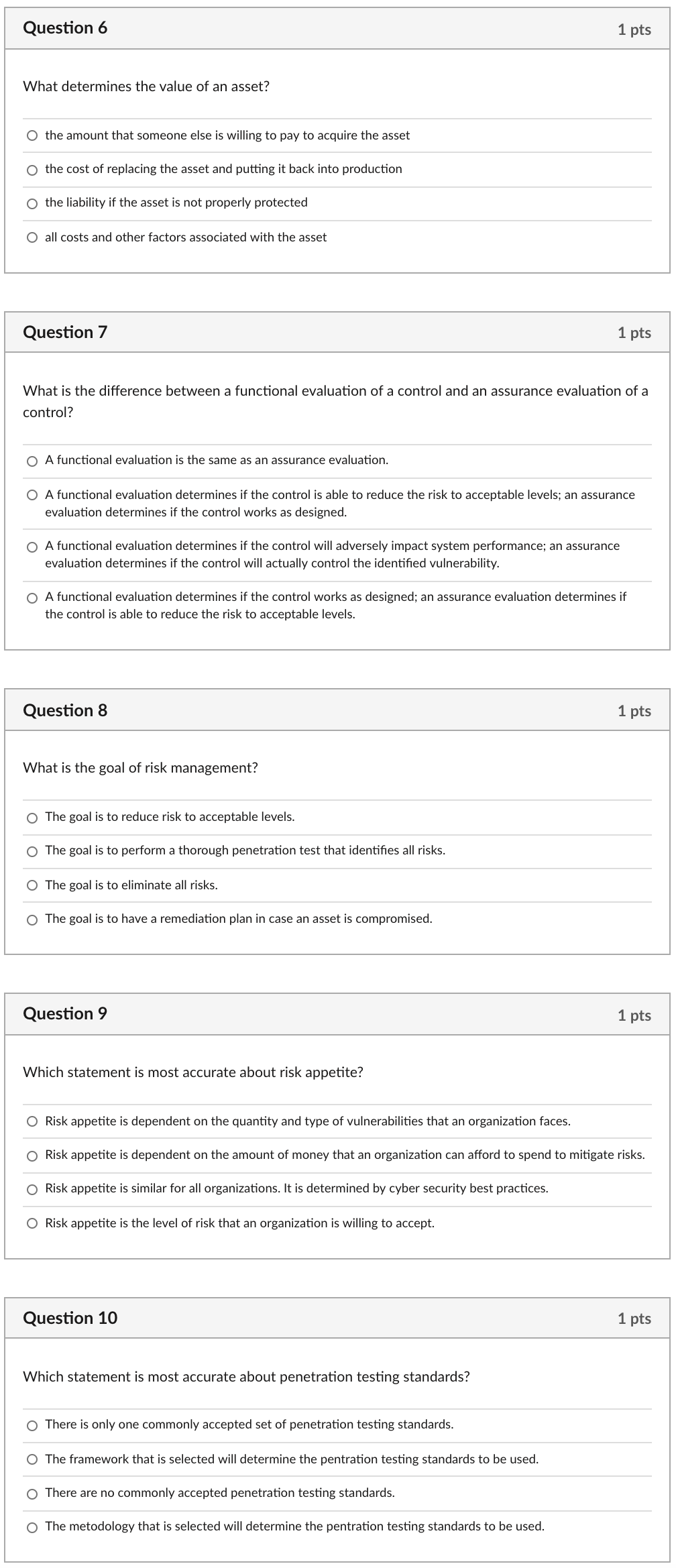 Solved Question 6 1 Pts What Determines The Value Of An