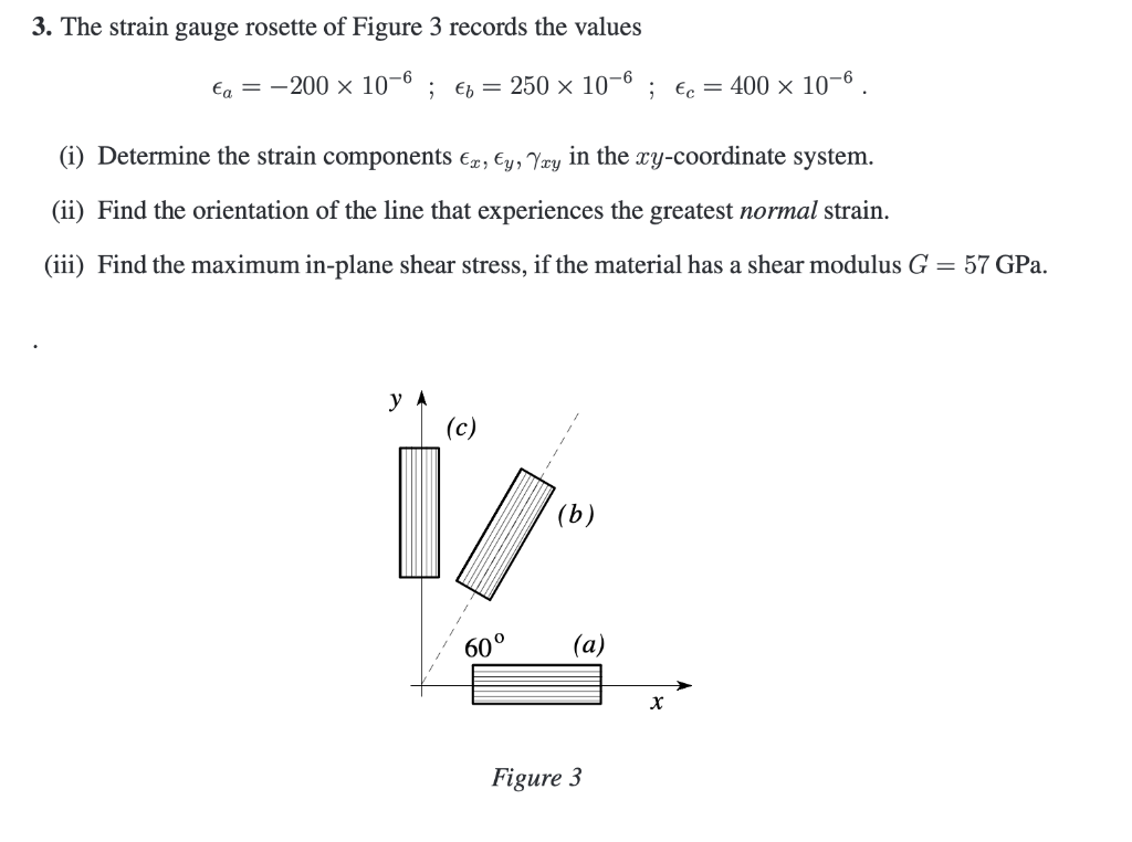 Solved 3. The Strain Gauge Rosette Of Figure 3 Records The | Chegg.com