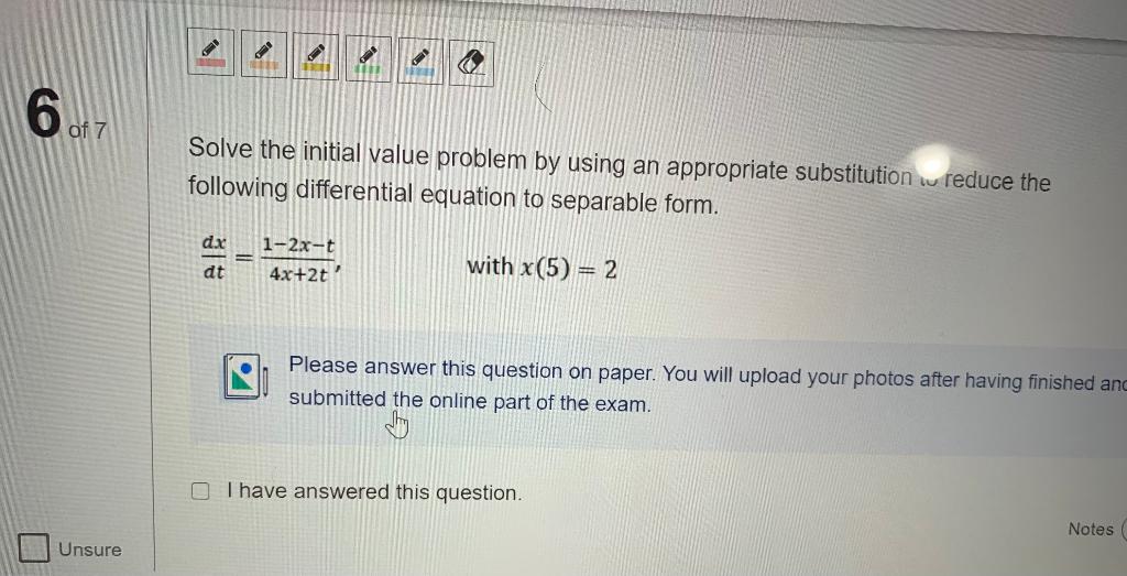 Solved 6. of 7 Solve the initial value problem by using an | Chegg.com