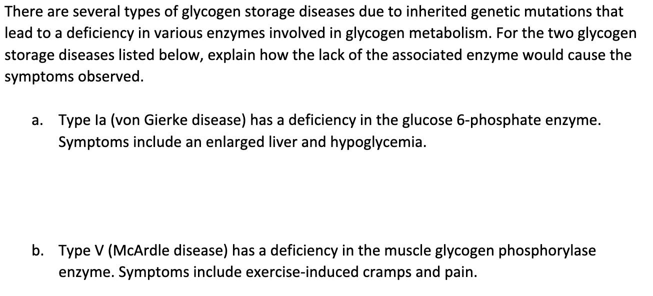 Solved There are several types of glycogen storage diseases | Chegg.com