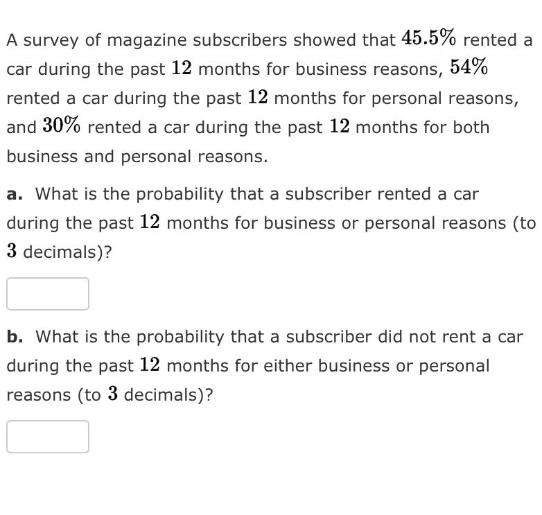 Solved A Survey Of Magazine Subscribers Showed That 45.5% | Chegg.com