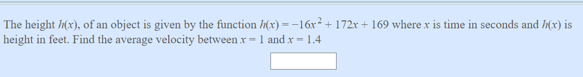 Solved The height h(x), of an object is given by the | Chegg.com