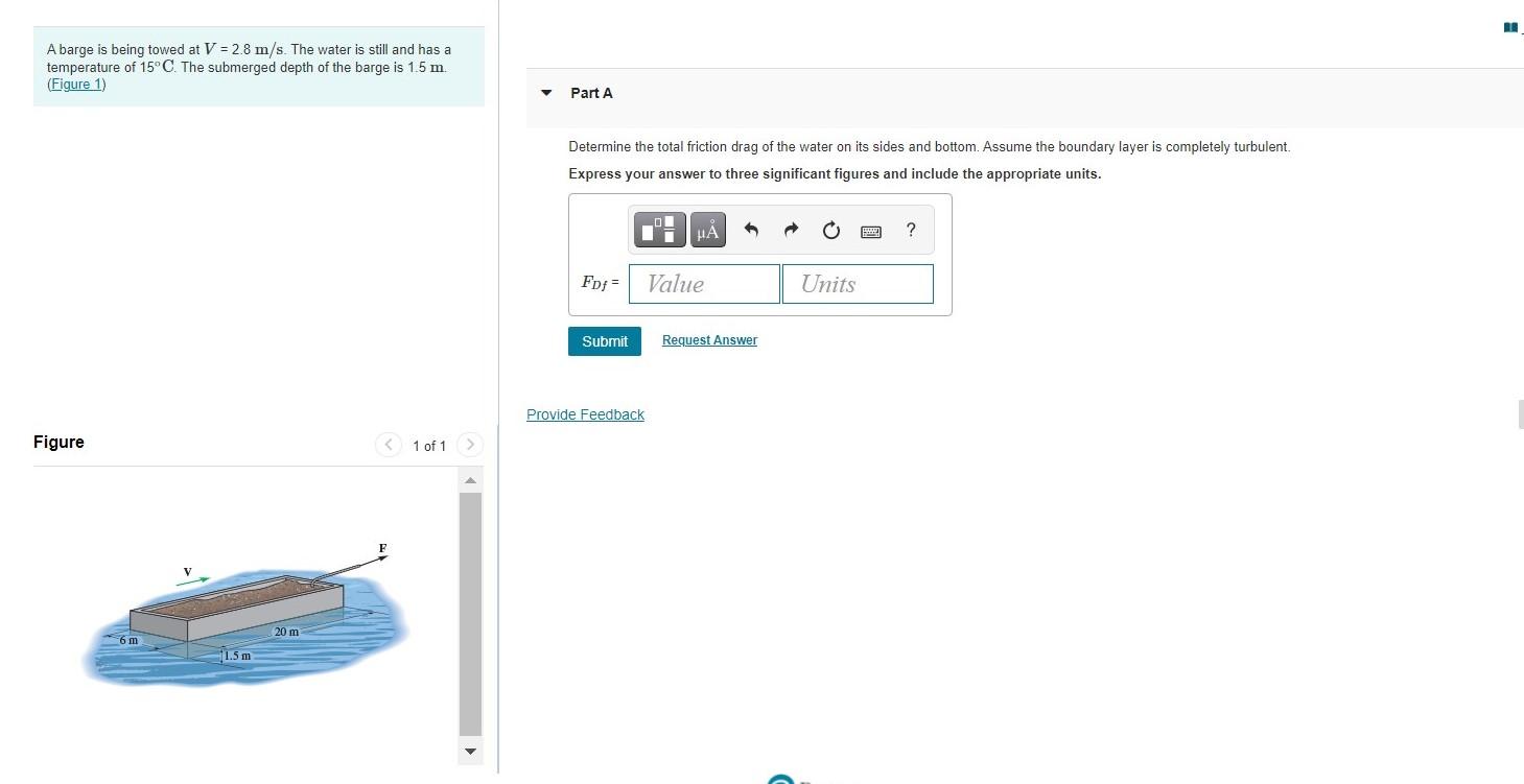 Solved HE A Barge Is Being Towed At V = 2.8 M/s. The Water | Chegg.com