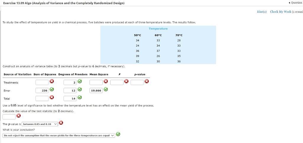 Solved Exercise 13.09 Algo (Analysis of Variance and the | Chegg.com