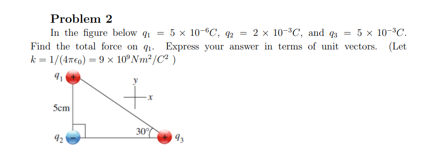 Solved Problem 2 In The Figure Below Q1=5×10−6C,q2=2×10−3C, | Chegg.com