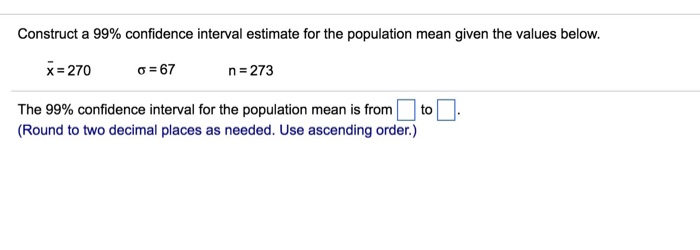 Solved Construct a 99% confidence interval estimate for the | Chegg.com