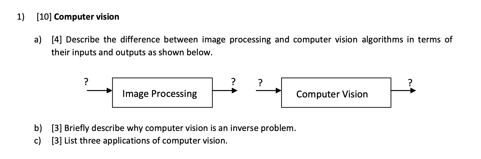 Solved 1) [10] Computer vision a) [4] Describe the | Chegg.com