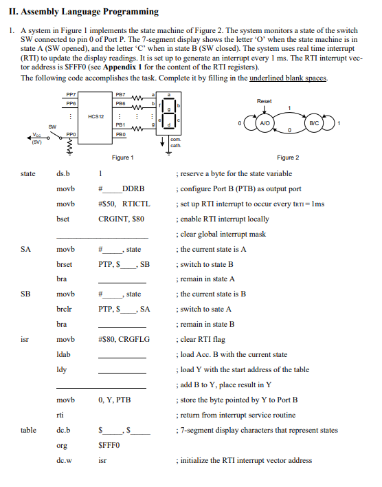 II. Assembly Language Programming 1. A system in | Chegg.com