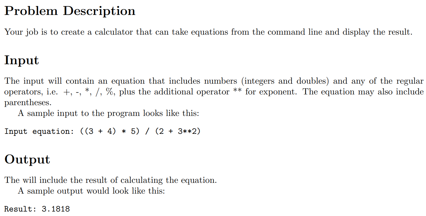 Solved Problem Description Your job is to create a | Chegg.com