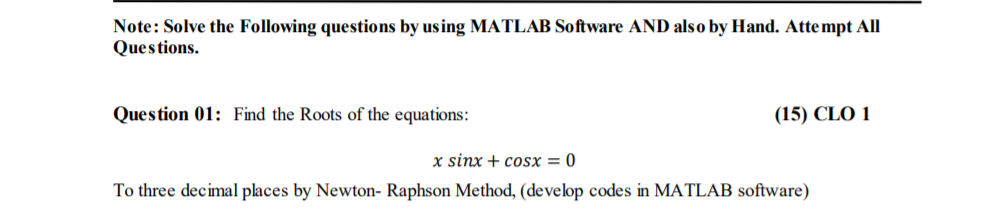 Solved Note: Solve the Following questions by using MATLAB | Chegg.com