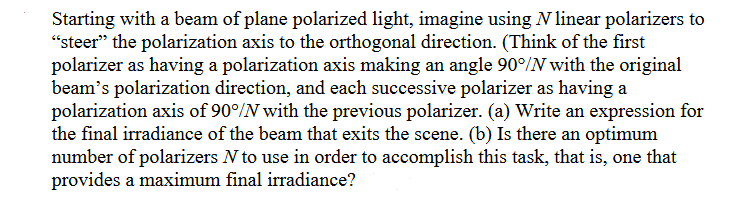 Solved Starting with a beam of plane polarized light, | Chegg.com