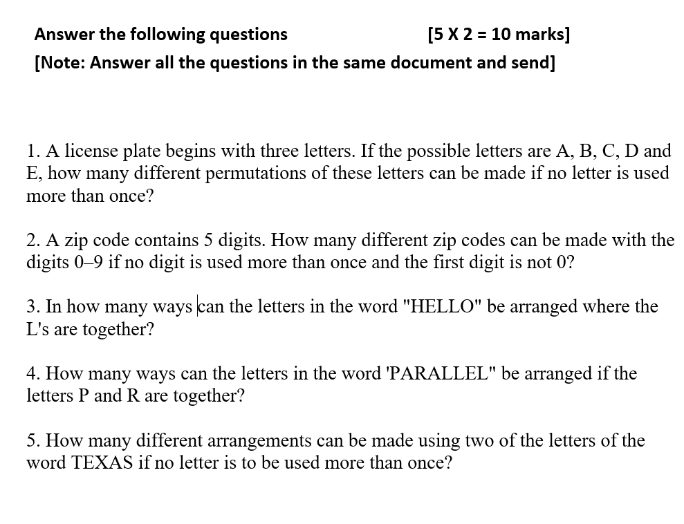 Solved Answer the following questions 5 X 2 10 marks Chegg