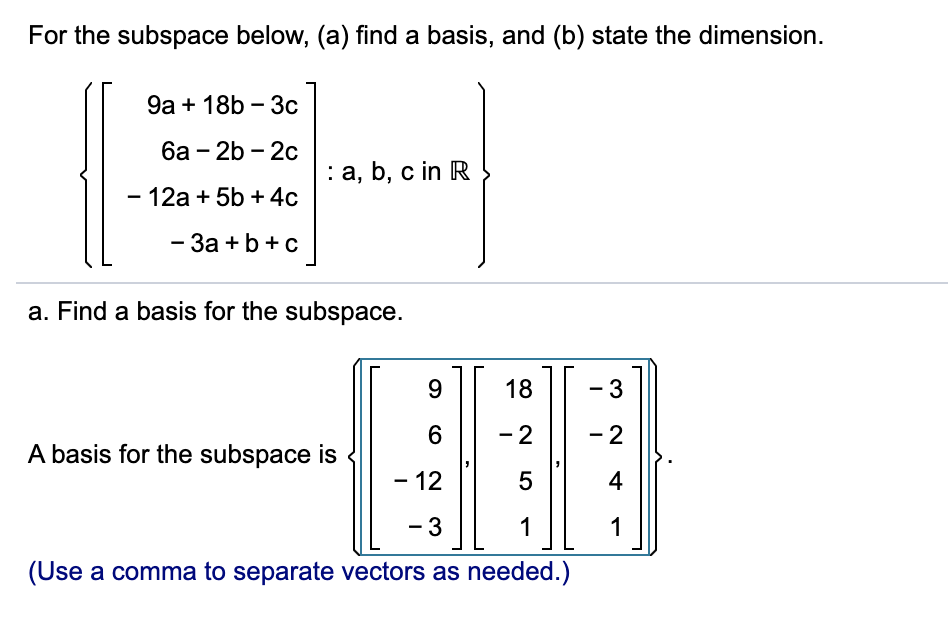 Solved For The Subspace Below, (a) Find A Basis, And (b) | Chegg.com ...