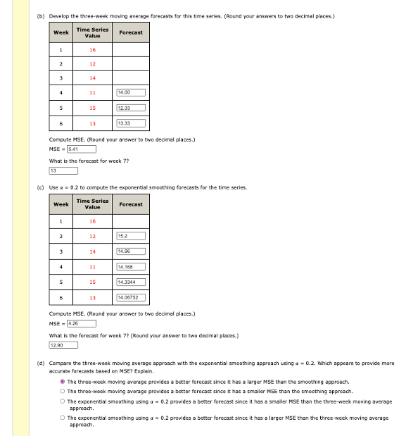 Solved Consider the following time series | Chegg.com
