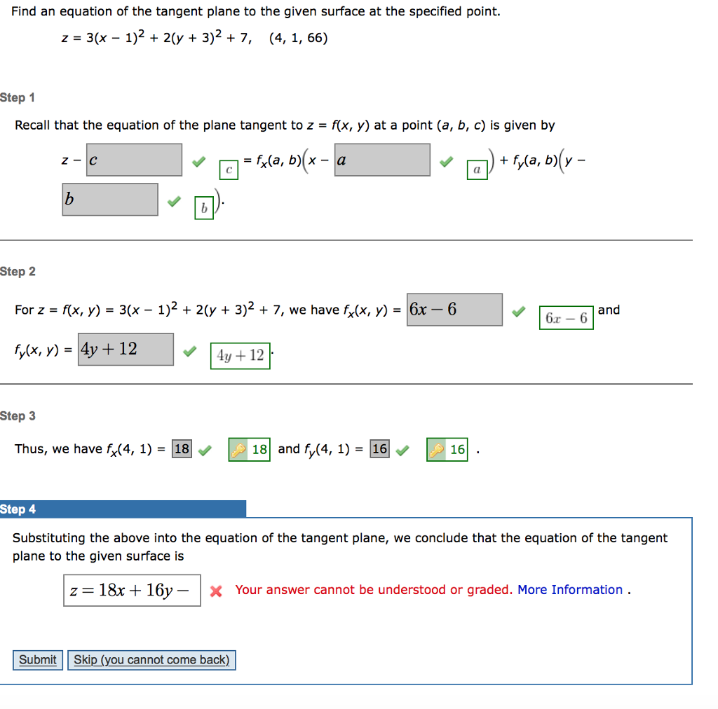 Solved Find an equation of the tangent plane to the given | Chegg.com