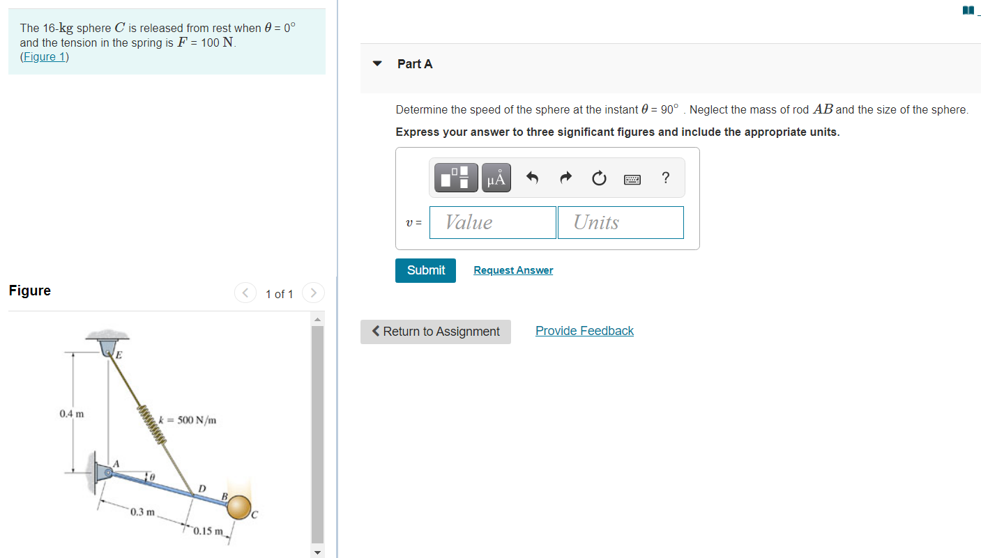 Solved B The 16-kg sphere C is released from rest when 0 = | Chegg.com