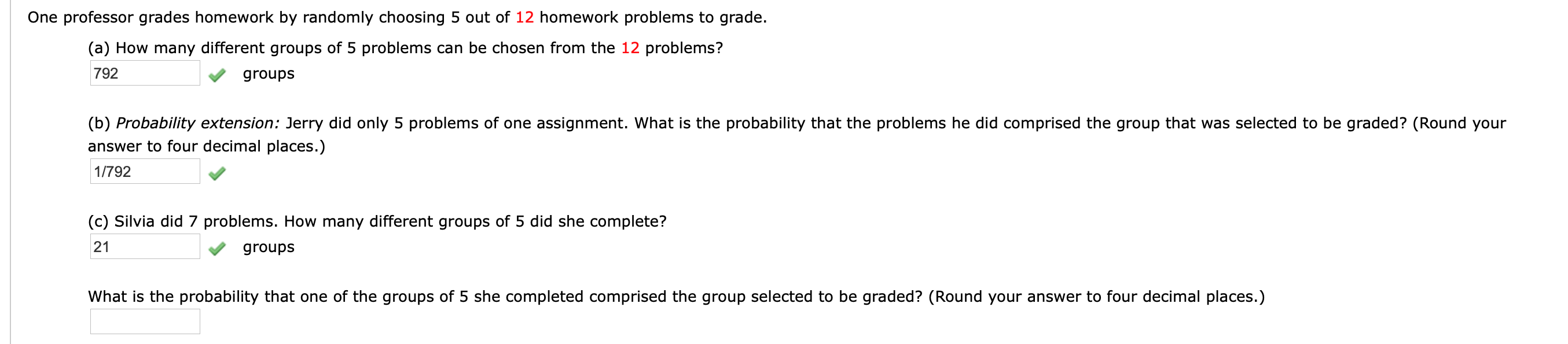 one professor grades homework by randomly choosing