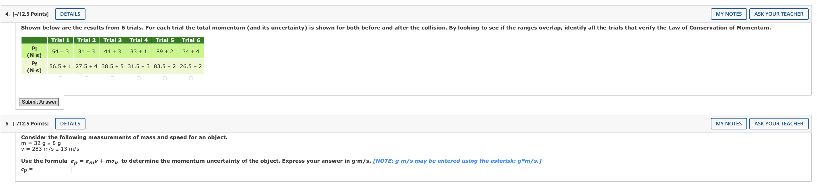 Solved −112.5 Points] Consider the following measurements of | Chegg.com