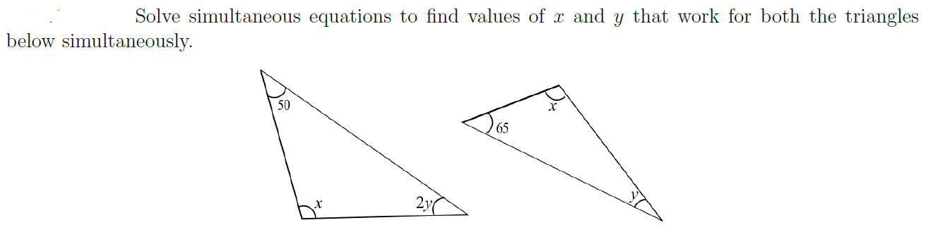 Solved Solve simultaneous equations to find values of x and | Chegg.com