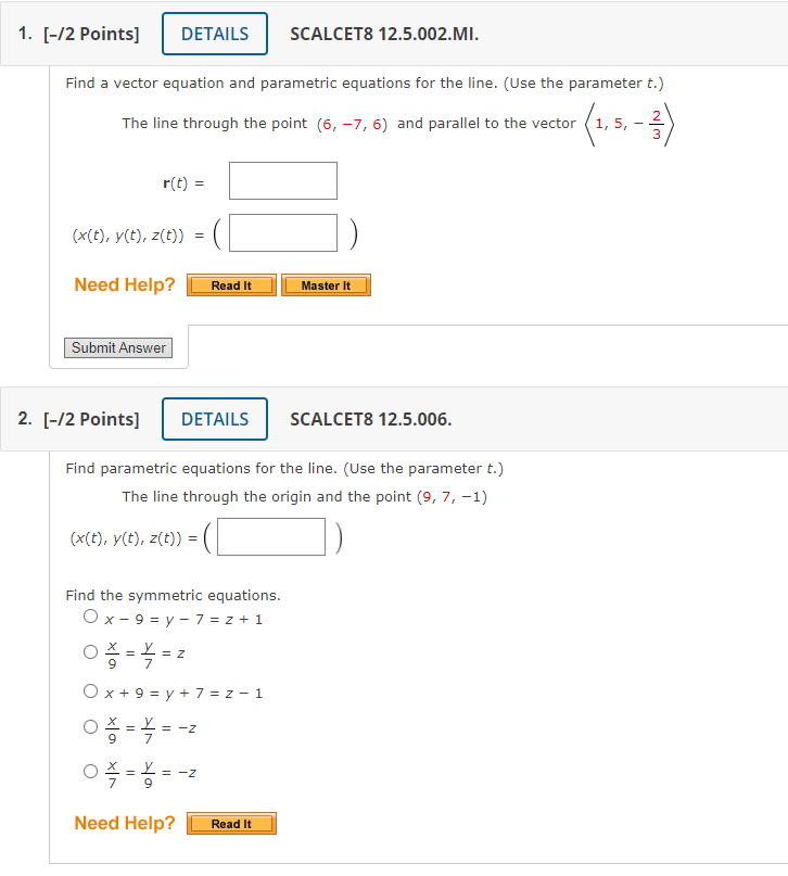 Solved 1. [-12 Points] DETAILS SCALCETS 12.5.002.MI. Find A | Chegg.com