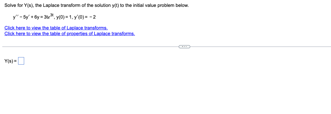 Solved Solve for Y(s) the Laplace transform of the solution Chegg com