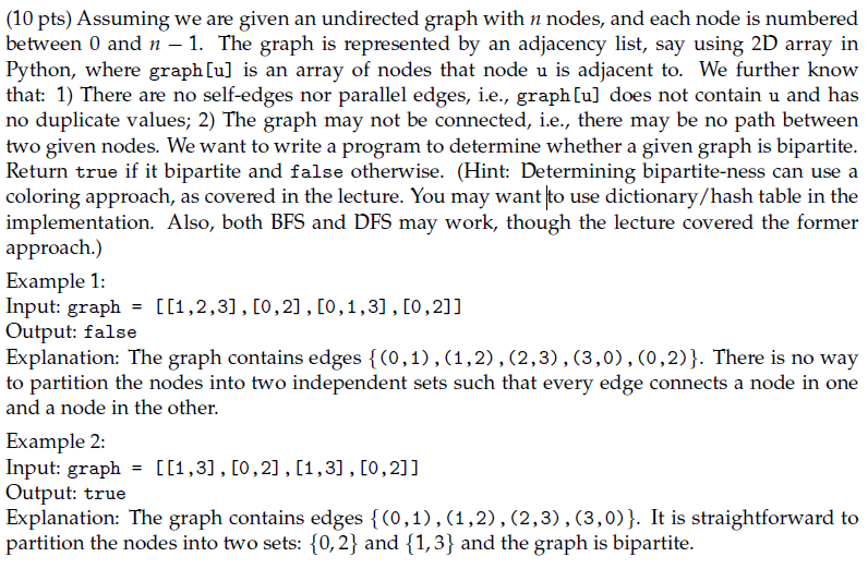 Solved (10 pts) Assuming we are given an undirected graph | Chegg.com