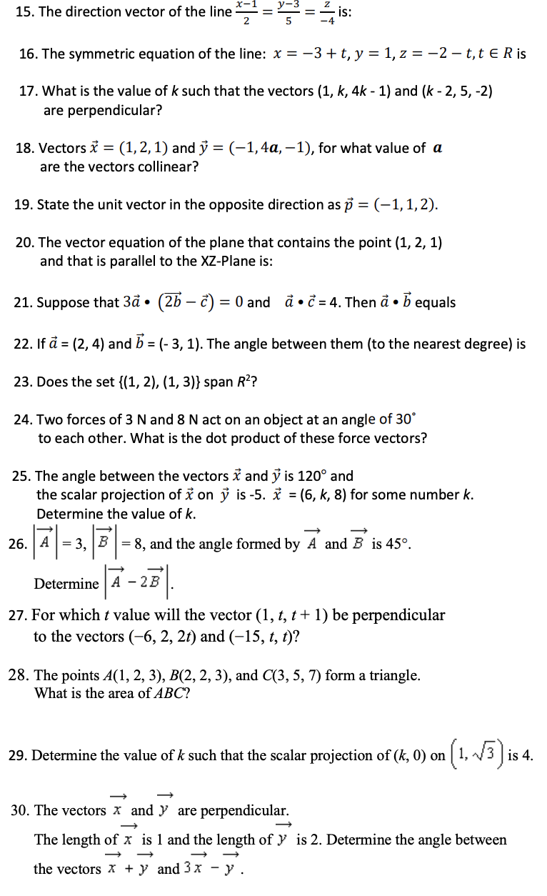 Solved 15 The Direction Vector Of The Line Is 2 16 The Chegg Com