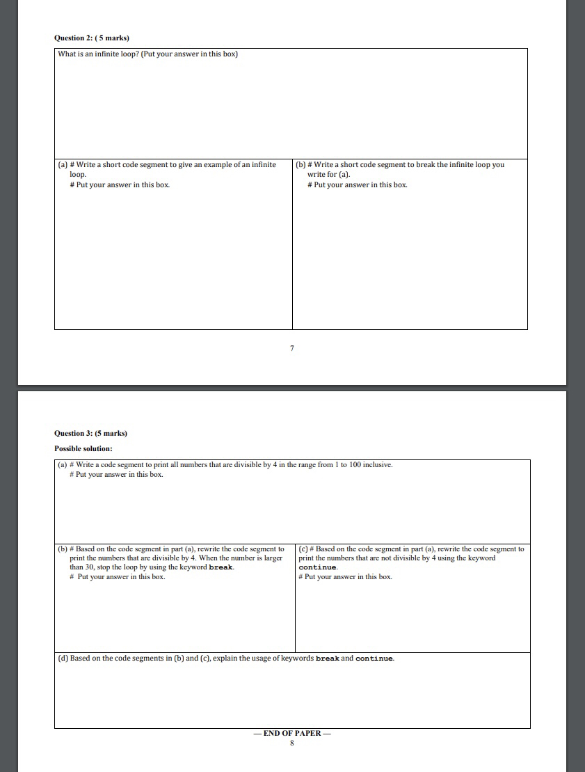 Solved SECTION C: Short Questions ( 15 ﻿marks)Example:What | Chegg.com