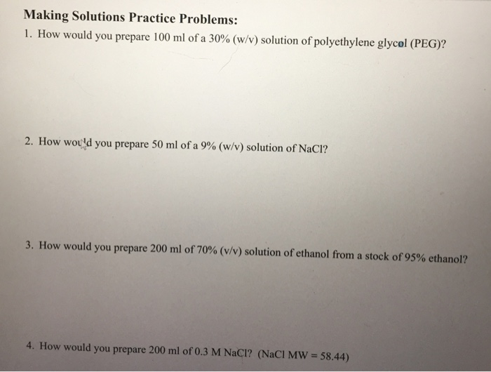 Solved Making Solutions Practice Problems: 1. How would you | Chegg.com