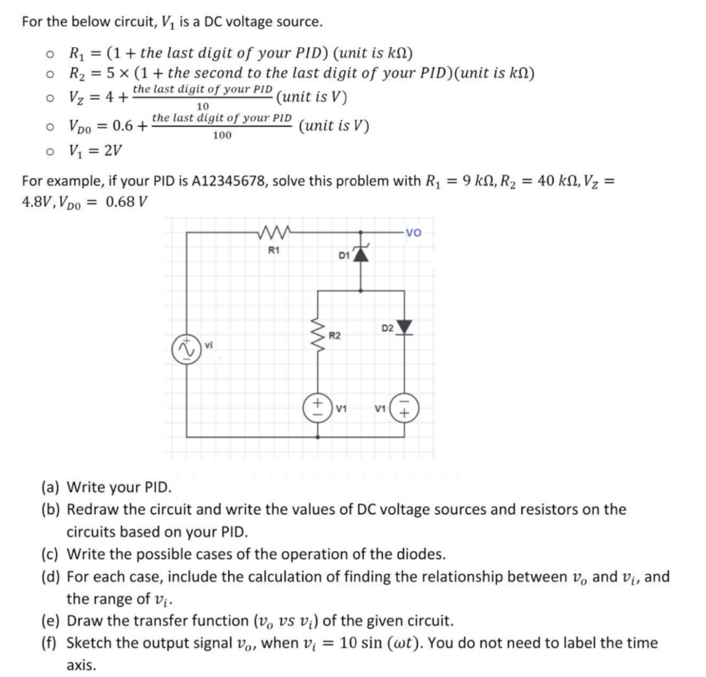 Solved 10 For the below circuit, V. is a DC voltage source. | Chegg.com