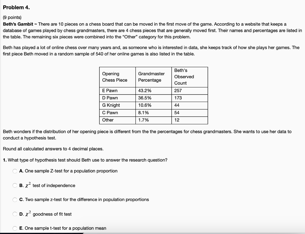 Hypothesis Testing on Chess Openings