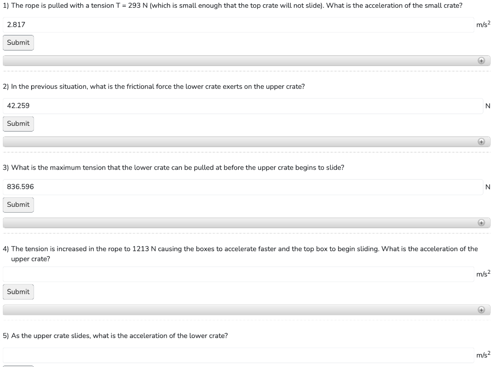 Solved Two wooden crates rest on top of one another. The