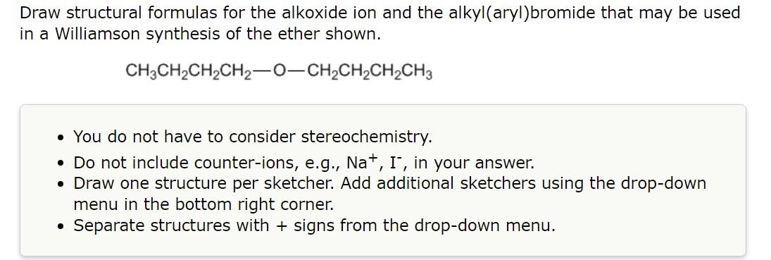 Solved Draw structural formulas for the alkoxide ion and the | Chegg.com